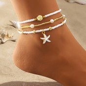 Resim 3'lü Minimalist Pirinç Boncuklu Halhal Takımı, Bohem Yaz Plajı Denizyıldızı ve Kabuk Kolye Bilezikli Ayak Zinciri, Kadınlar için Yazlık Plaj, Günlük, Tatil, Bikini Giyim Takısı 