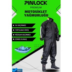 Resim Pinlock Su Geçirmez Cepli Dayanıklı Motosiklet Yağmurluğu 