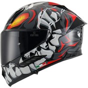 Resim Sway SW 868 Cannibal Black Grey Red Güneş Vizörlü Full Face Motosiklet Kaskı 