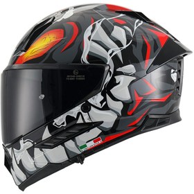 Resim Sway SW 868 Cannibal Black Grey Red Güneş Vizörlü Full Face Motosiklet Kaskı 