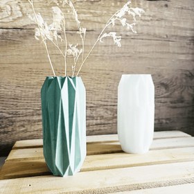 Resim Pillar Origami Vase Silikon Kalıp - Rombo Facet Tasarımı, Epoksi Reçine Beton Vazo Kalıbı, Yaratıcı Çizgili Depolama Şişesi Kalem Tutucu Vazo Bitki Kalıbı, DIY Reçine Alçı Çimento Dekorasyon 