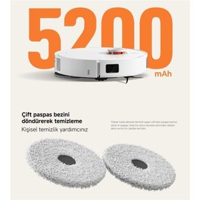Resim Xiaomi 7000PA Çift Döner Paspas Lds Lazer Navigasyon Hepsi Bir Arada Istasyonlu Akıllı Robot Süpürge 