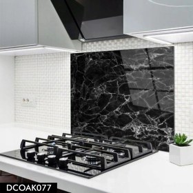 Resim Olinpa Cam Ocak Arkası Koruyucu | Siyah Mermer Desenli 