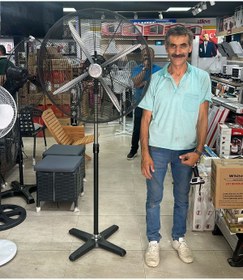 Resim Depolife Sanayi Tipi Vantilatör Battal boy Metal Ayaklı Pervane 75cm Açık hava cafe restoran hava vantilatörü 