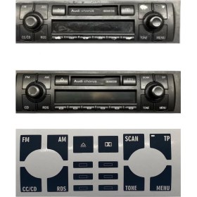 Resim Audi A4 B6 - B7 Kasa 2001-2008 Arası Uyumlu Radio Teyp Ünitesi Tuş Takımı Tamir Kiti Sticker Etiketi 