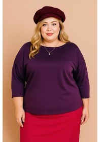 Resim Avagura Viskon 3/4 Kollu Büyük Beden Triko Uzun Kollu Kazak 61746393 Pembe 