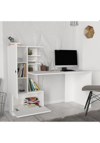 Resim Dekorister Domingos Kitaplıklı Çalışma Masası Beyaz 