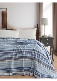 Resim Vicuna Home 4 Mevsim Pamuklu Pike Battaniye Tek Kişilik Mavi 