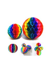 Resim Gökkuşağı Renkli 30 Cm Rengarenk Kağıt Süs Fener 1 Adet 