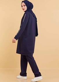 Resim CNG MODA Kadın Taşlı Lacivert Tesettür Eşofman Takımı 