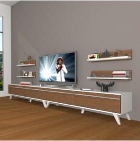 Resim Decoraktiv Eko 360r Mdf Retro Tv Ünitesi Tv Sehpası - Beyaz - Ceviz 