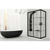 Resim Blackline Siyah Çizgili Köşe 100x130 5 Mm Temperli Cam Duşakabin 