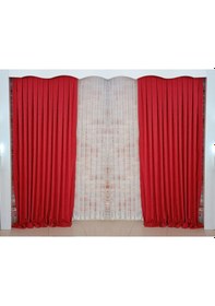 Resim Kırmızı Renk Fon Kadife Perde Çift Kanat 1/3 Sık Pileli Dikim V-39 Kırmızı 