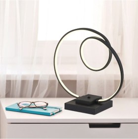 Resim Estel Siyah Kare Ayak Ledli Modern Oturma Odası Salon Abajur Siyah 