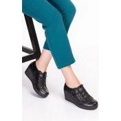 Resim ARTI-ARTI014-14015 Hakiki Deri Ortopedik Kadın Platform Topuk Cırtlı Ayakkabı 
