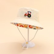 Resim 1'li Paket Bebek Erkek Güneş Şapkası - Traktör Karakter Tasarımlı, Geniş Kenarlı, Ayarlanabilir Çıtçıtlı Kapatma, Katlanabilir & Taşınabilir, Tüm Mevsimler İçin Seyahat ve Plaj Kullanımı, Doğum Günü Hediyesi (Çok Renkli), Çocuk Güneş Koruma Aksesuarı 