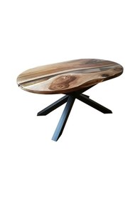 Resim Epoksi Ofis Masası Ağaç Epoksi Masa Elips Tasarım Masa 