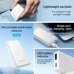 Resim Borofone 2500MAH Ultra Hafif Mini Powerbank - Sadece 62 Gram, LED Göstergeli Acil Durum Şarj Cihazı, Cebinize Sığan Minimalist Taşınabilir Pil - Siyah 