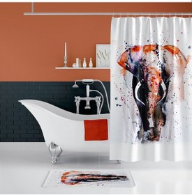 Resim Zethome Elephant Banyo Paspas Ve Tek Kanat Duş Perdesi 1x180x200 Çok Renkli 