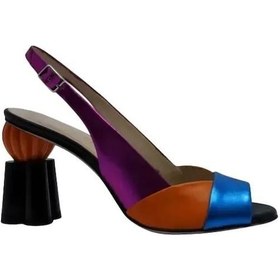 Resim Poletto Hakiki Deri Gumus Sandalet Topuklu 319 255-496 Gümüş 