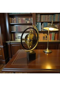 Resim Atlas Noir Gold Dekoratif Dünya Küresi Metal Ayaklı Lüks Masaüstü Ofis & Ev Dekoru 