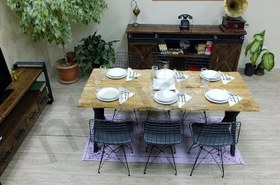 Resim NTConcept Vinne Doğal Ahşap Yemek Masası - AMZ-MAYM0031 (85 x 120 cm) 