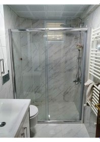 Resim Teknesiz Cam Duşakabin Düz 1 Sabit 1 Sürgülü Nd112 Krom Parlak 