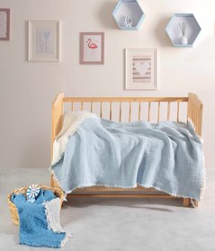Resim Mylasa Home Müslin Bebek Yorganı 100x150cm Mavi 