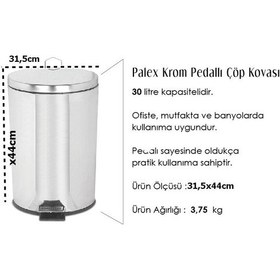 Resim 3700-330 Krom Pedallı Çöp Kovası 30 LT 