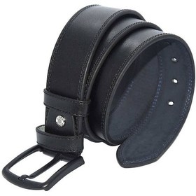 Resim Süzer Deri 4.5 Cm Tokalı Suni Deri Düz Renk Dikişli Model Spor Kemer Siyah Siyah 