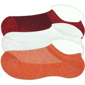 Resim Genel Markalar 3 Adet Çocuk Sneaker Patik Çorap Bordo Beyaz Turuncu 
