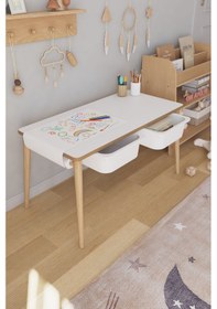 Resim Çocuk Oyun Aktivite Masası Rulo Çizim Kağıdı Dahildir 2 Çekmeceli Çocuk Masası Çok Renkli 