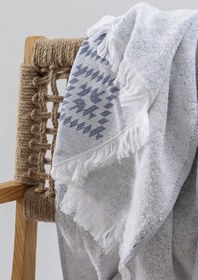 Resim Medi Yumuşak Pamuklu Peştamal 90x150 Cm Jakarlı Püsküllü Banyo Havlusu Plaj Havlusu 2502 - Beyaz / 90 x 150 