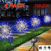Resim Bahçe için 4 adet AMILL Güneş Enerjili Havai Fişek LED Işıklar - Su Geçirmez, Masal Dekoratif Dize Işıkları'nın 8 Modu, Ramazan, Sevgililer Günü ve Dış Mekan Stüdyo Çekim Aksesuarları için Mükemmel, Güneş Peri Işıkları 