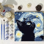 Resim Yetişkinler için Renkli Kedi DIY Sayılarla Boyama Seti - Fırçalar & Akriliklerle Stres Giderici Yağlıboya Seti | İdeal Ev Dekorasyonu Duvar Sanatı Hediyesi 