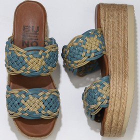 Resim Bueno Shoes Mavi Deri Kadın Dolgu Topuklu Terlik 01wu6110 