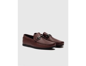 Resim Cabani Hakiki Deri Bordo Erkek Loafer 