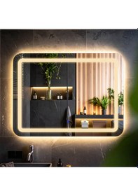 Resim Quadra Günışığı Kumlamalı Lavabo & Banyo Aynası Dokunmatik Sensörlü 65 X 90 Cm 