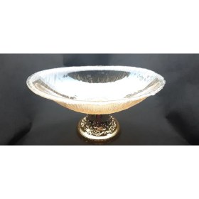 Resim Be Beauty Şeffaf Gold Renk Ayaklı Cam Oval Gondol Meyvelik 30 cm 