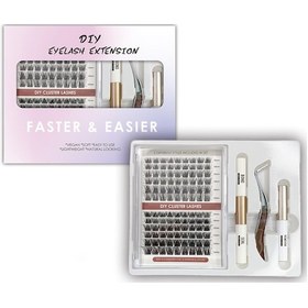 Resim Vkemall Çift Uçlu Kirpik Yapıştırıcılı 45 Demet Dıy Takma Kirpik Seti - 108 Demet Plastik Kutu 
