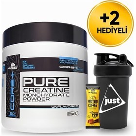 Resim Mustang Nutrition Core+ Pure Creatine Monohydrate Powder Kreatin 250 Gr 50 Servis + Shaker + Protein Kahve Hediyeli Aromasız 