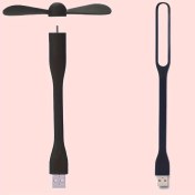 Resim Mini USB Fan Esnek Bükülebilir Soğutma Taşınabilir Fan Ve USB LED Işık Lambası Güç Bankası Ve Notebook Ve Bilgisayar Yaz Gadget'ı 