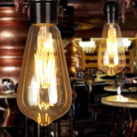 Resim Edison St64 Flamanlı Rustik Dekoratif Led Ampul Vintage 6W 
