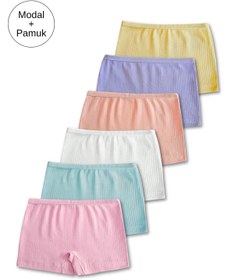 Resim Panfilia Modal-Pamuk Karışımı Kız Çocuk Boxer Külot İç Çamaşırı 6'lı Set 