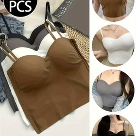 Resim 4 Adet Kadınlar İçin Dikişsiz Buzlu Kaygan Kumaş Tank Top - Nefes Alabilen Yazlık Üstler, Dahili Pedli, Tam Kapsama Günlük Kolsuz Gömlekler, Siyah/Beyaz/Kahverengi/Bej, Günlük Kullanım İçin Rahat, Yan Bağlama Detayı, Pürüzsüz Dokulu Kumaş, Kalınlaştırılmış Kumaş, Artırılmış Esneklik 