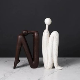 Resim Abstract Bookends Set of 2, Modern Figurines for Shelf or Desk Decor, Abstract Bookends, Modern Bookshelf Decor, Polyester Bookend Set - Object-1 