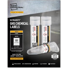 Resim Elivora Için Ultra Zorunlu Ghs Kimyasal Etiketten Lazer/led Yazıcı, Su Geçirmez, Uv-Dayanıklı, 600 Paket.5 x 1.75" 