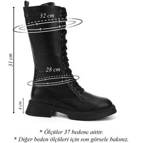 Resim Gönderir Kadın Siyah Fermuarlı Kalın Topuklu Hakiki Deri Postal Çizme Gkzc13446511 Siyah 