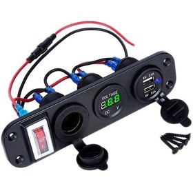 Resim 4 İn 1 Çift Qc3 0 Şarj Cihazı C Igarette Çakmak Soket Dijital Voltmetre Rocker Anahtarı İle Akıllı Bluetooth Kontrolü 