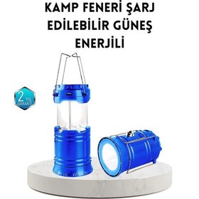 Resim Güneş Enerjisiyle Çalışan Kamp Feneri Hafif Portatif Uzun Ömürlü Çok Renkli 